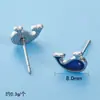 Pendientes de Gota de Aceite de Dibujos Animados Espaciales Estilo Coreano Acero Inoxidable Cielo Estrellado Planeta Azul Luna Creciente Mini Lindos Versátiles para Estudiantes