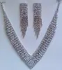 Pendientes de Cristal Brillantes Estilo Ins Transfronterizo Lujo Ligero Cadena de Garras Collar Pulsera de Celebración para Mujer Juego Completo de Joyería de Diamantes