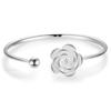 Versão coreana de pulseira de prata flor de pêssego moda simples pulseira romântica flor de cerejeira pulseira aberta joias de prata atacado