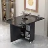 Mesa de comedor plegable para el hogar, apartamento pequeño, simple, multifuncional, móvil con ruedas, apartamento de alquiler, rectangular, mesa de comedor pequeña