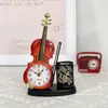Reloj despertador de simulación de violín al por mayor directo de fábrica, reloj de escritorio creativo con forma de instrumento musical, decoración de sala de estar, reloj de mesa