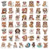 50 pegatinas para perros de compra directa transfronteriza: cincuenta diseños lindos de perritos con pañuelos para decoración de computadora, pegatinas impermeables