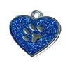Suministro spot aleación de zinc artículos para mascotas polvo brillante corazón de melocotón huellas de pata anti-pérdida identidad placas de identificación para perro se puede grabar con láser
