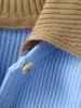2025 Nuevo Otoño e Invierno Cárdigan de Punto Grueso con Cuello Polo de Cachemira de Manga Larga para Mujer Diseño de Combinación de Colores Suéter de Cachemira