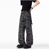Venta al por mayor de fábrica transfronteriza: Pantalones de trabajo camuflados estilo americano, con pliegues y bolsillos grandes para hombre, de corte holgado, pierna ancha, de mezclilla, para primavera y otoño