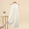 Novo Vestido Casual Versátil de Algodão Brocado Nuvem Solto Verão Fino Comprimento Médio Estampa Floral Pequena Gola U Sem Mangas