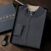 Cárdigan de Cachemira para Hombre Otoño e Invierno Suéter de Cuello Medio Alto Moda Grueso Cremallera Tejido Prendas Superiores Holgadas Top