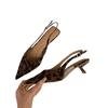 Francês Kitten Heel Salto Alto Leopardo Estampa Toe Sandálias Sapatos Femininos 2024 Verão Pontiagudo Elegante Saia Sapatos
