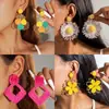 Pendientes de Ratán Tejidos a Mano de Estilo Festivo Europeos y Americanos Combinación de Colores de Verano de Moda Pendientes de Estilo Playa