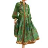 Vestido Europeo y Americano Estampado Otoño 2026 Cruce de Fronteras Nuevo Llegada Moda Femenina Casual Estampado Cuello Solapa Vestido Largo
