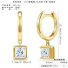 Pendientes de Moissanita Cuadrados de Princesa Plata de Ley 925 Chapado al Vacío en Oro de 18K Clip para Oreja Circular Pendientes Transfronterizos Pendientes