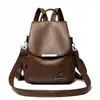 Mochila de Cuero PU Suave de Nuevo Estilo Transfronteriza para Mujer, Bolsa de Viaje de Gran Capacidad, Mochila Casual Simple, Venta al por Mayor de Fabricante