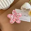 Grampo de Tubarão Florido de Moda Transfronteiriça Europeu e Americano Criativo Estampado com UV Clipe de Frangipani Acessórios de Cabelo Flor de Bauhinia Feminina Grampo de Tubarão