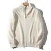 Suéter de media altura con cremallera estilo americano para hombre, suéter de punto casual holgado cálido estilo coreano para jóvenes, suéter perezoso