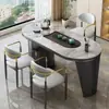Mesa de Chá de Ardósia de Luxo Leve e Combinação de Cadeiras Moderna Simples Sala de Estar Varanda de Casa Pequena Mesa de Chá Kung Fu Mesa de Café de Escritório