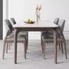 Mesa de Comedor Kaitingbao Color Nogal Madera Maciza Pizarra para Uso Doméstico, Rectangular, Simple y Lujosa, Adecuada para Apartamentos Pequeños
