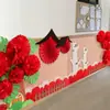 Combinación de Flores de Papel Rojas Decoración de Jardín de Infancia Montaje para el Inicio de Clases Decoración de Aula Pegatinas de Pared 3D Decoración Temática