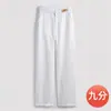 Pantalones Anchos de Lino para Mujer, Corte Holgado, Estilo Delgado de Verano, Caída de Algodón y Lino, Cintura Alta, Pantalones Largos Rectos Adelgazantes