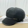 Gorro de Béisbol para Mujer con Correa de Letras para Circunferencia de Cabeza Grande, Otoño e Invierno, Boina de Algodón Casual para Artista, Sombrero Octogonal, Decorativo y a Prueba de Frío