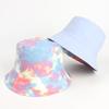 Ins Nuevo Sombrero de Pescador Tie-dye Color Europeo y Americano de Doble Cara Casual Sombrero de Cubo Moda para Hombre y Mujer Sombrero Negro para el Sol