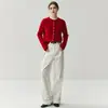 Outono/Inverno 2026 Novo Cardigan de Cashmere para Bebê e Mulher, Versátil, Gola Redonda, Botão de Pérola, Tricô em Ponto Trançado, Elegante para Vendas Transfronteiriças