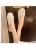 Meias-pantufas femininas slip-on de sola macia com bico redondo, cor sólida, bico fechado, design de laço doce, adequadas para uso externo na primavera e no verão de 2026