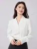 Camisa Blanca de Gasa con Cuello de Traje, Manga Larga, Temporada de Otoño, Atuendo Formal para Entrevista de Calificación Docente, Adecuada para Mujeres Petite