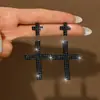 Brincos de Strass em Formato de Cruz Novos do Aliexpress Estilo Europeu e Americano Longos Cheios de Diamante Brilhante Brincos de Moda de Alta Qualidade para Mulheres