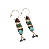 Pendientes de Borla de Pez Pequeño con Goteo de Aceite de Aguja Plateada Estilo Medieval, Pendientes Simples Vintage de Gama Alta, Pendientes de Moda Tendencia, Estilo Nicho