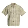 Camisa de manga corta a cuadros tejida estilo americano 11KN para hombre y mujer, corte holgado, artística, con dobladillo curvo, top casual de moda