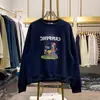 Moletom de Gola Redonda com Estampa de Desenho Estilo Coreano Outono e Inverno para Mulheres Novo Solto Estilo Bf Preguiçoso Casual Comprimento Médio Versátil
