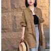Camisa elegante de longitud media estilo retro de Hong Kong para mujer, otoño de 2024, holgada, estilo occidental, informal, a la moda