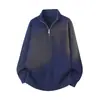 Suéter de punto para hombre de otoño e invierno, cuello medio alto, media cremallera, con textura de jacquard horizontal, estilo vintage holgado