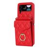 Adequado para Capa de Celular Dobrável com Anel para Zflip7 Estilo Crossbody Carteira com Porta-Cartões Estilo Chanel Capa Protetora