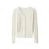 Cárdigan de punto con cuello en V para mujer, nuevo abrigo suéter de manga larga ajustado para primavera y otoño, top simple y versátil