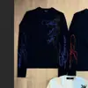Camiseta de Manga Larga con Estampado de Letras en Inglés Estilo Callejero Oscuro Otoñal Retro Personalidad Tendencia Strass