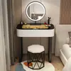 Tocador Apartamento Pequeño Madera Maciza Dormitorio Moderno Simple Lujo Ligero Estilo Crema Tocador de Pizarra de Gama Alta Gabinete Mesa