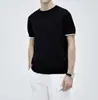 Top de punto de algodón y lino con cuello redondo para hombre, verano, fino, diseño de rayas de bloques de color, corte ajustado, camiseta de manga corta, moderna