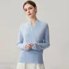 Novo Suéter de Cashmere com Gola Cruzada Feminino Outono 2026, Suéter Versátil de Caimento Solto Emagrecedor, Suéter Quente