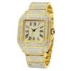 Missfox Reloj Cuadrado para Hombre de Oro Romano Europeo y Americano Estrellas del Hip Hop de Gama Alta Incrustado de Diamantes Reloj de Cuarzo de Moda
