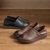 Zapatos de Cuero Genuino Nuevos Otoño e Invierno 2025 para Mujer, Zapatos Planos Retro Hechos a Mano Suela Suave Cómodos Zapatos de Abuela Set de Empalme de Dos Usos