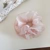 Lindo Scrunchie de Chifón con Corazón y Lunares de Malla y Encaje para Mujer, Alta Estética, Fresco Coletero para Moño, Accesorio para el Cabello