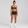 Conjunto de yoga transfronterizo con cuello halter, diseño de dos piezas falso, tirantes ajustables, chaleco deportivo de secado rápido y conjunto de pantalones largos para correr y fitness