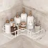 Estante de baño rectangular largo, solución de almacenamiento montada en la pared sin perforaciones para usar en lavabo e inodoro
