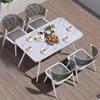 Mesa y Sillas de Comedor para Jardín Exterior con Patio Juego de Muebles para Exteriores Impermeable Protector Solar Balcón Ratán Metal Silla de Ratán Casual