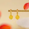 Yuebao Joyería Cera de Abeja Plata de Ley S925 Chapado en Oro Cuentas Redondas Geométricas Simple Sentido de Alta Gama Clip para Oreja Medieval Joyería para Oreja Personalización