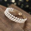Nuevo brazalete fila de perlas brazalete de taladro apertura de diamante brazalete ajustable brazalete geométrico de personalidad multicapa europeo y americano