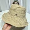 Sombrero de pescador plisado de metal estándar de moda coreana para niños, sombrero de lavabo pequeño informal de primavera y verano, sombrero de sol con protección solar para viajes