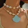 Collar con Colgante de Concha Bohemio al por Mayor Transfronterizo Estilo Marino Cadena de Cuerda con Cuentas de Estrella de Mar Joyería Personalizada para Mujer Collar