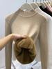 Inverno Macacão Veludo Espessado Gola Alta Tricotado Camisa Base Feminina Quente Top Interno Estilo Coreano Macio Ceroso Suéter Básico
